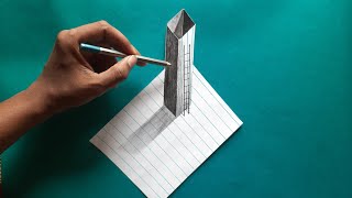 Easy 3D drawing on paper for beginners .