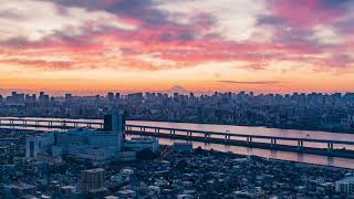 【夕景タイムラプス】タワーホール船堀から眺める富士山