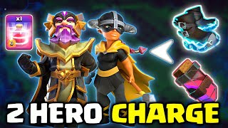 NEW Double Hero Charger and recall | Royal champion+Warden Charge with invisible | Clash of clans