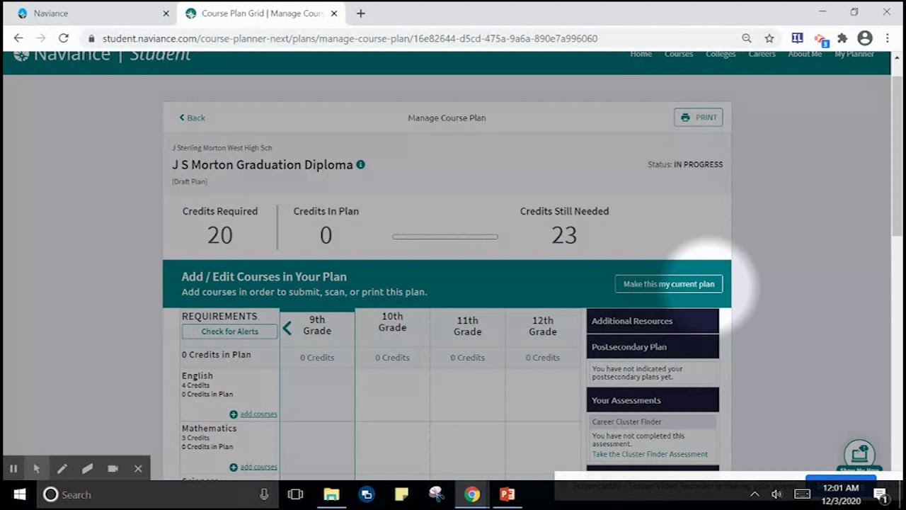 Naviance Student Tutorial - Series 4: Avoiding A Draft Plan And Adding ...