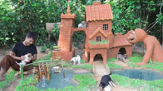 Rescue Puppies Abandoned And Starving - Build Dog-Shaped Building And Fish Pond