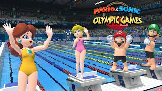 Swimming -100m Gameplay : Mario \u0026 Sonic At The Olympic Games Tokyo 2020 Daisy Peach Amy ++( Hard )