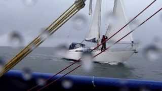 Start of yacht race off Whitehaven - cold and wet - Saturday 7th September 2013