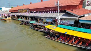 🇹🇭Amphawa floating market, food market, souvenirs, market that sells food in boats