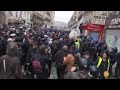 Police charging protesters, arrest, at France demo