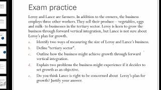 IGCSE Business studies chapter 3 exam practice