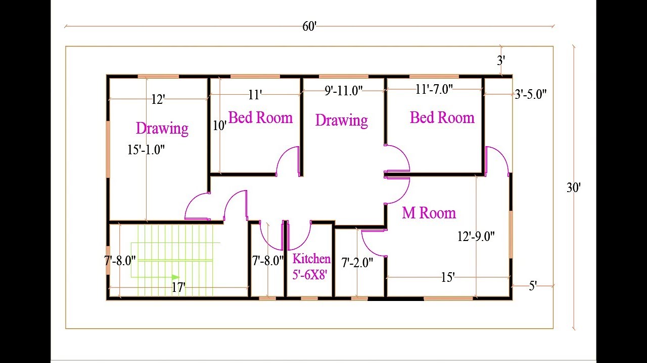 2D Floor Plan In AutoCAD / Floor Plan Complete Tutorial / Making A ...