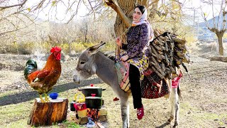 Village Lifestyle Iran: Amazing Cooking \u0026 Donkey Riding By A Girl