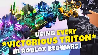 Using *EVERY VICTORIOUS TRITON* kit skin in ROBLOX BEDWARS !