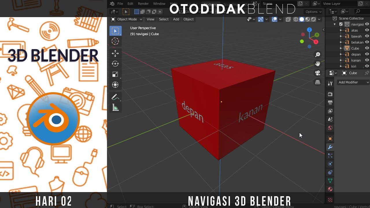 Belajar 3D Blender Hari 02 | Navigasi 3D Blender - YouTube