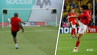 Akinfenwa tries to recreate Joe Cole's INCREDIBLE volley against Sweden! | World Cup Challenge