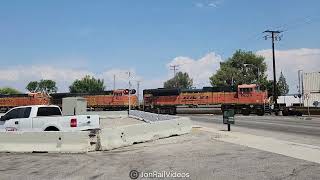 9/8/24 Pre: WB BNSF Q train with BNSF 6396 cage trailing passes Los Nietos/SFS