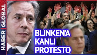 Blinken'a Kanlı Protesto! Göstericiler Blinken'ı Konuşturmadı