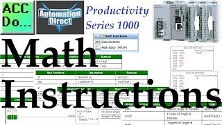 Productivity 1000 Series PLC Math Instructions! ➕🟰➗➖✖️