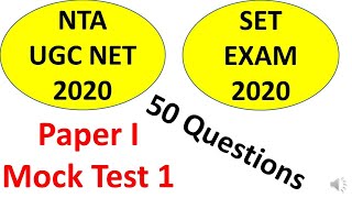 UGC-NTA NET And SET Exam 2020 Paper I Mock Test 1 .