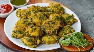 This Is The Best Winter Snacks I Ever Tasted | Palak Pakoda Snacks Recipe | Spinach Pakoda Recipe