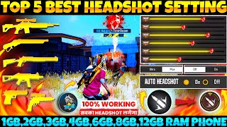 Free Fire Auto Headshot Trick 2024 Sensitivity | 2gb, 4gb, 6gb Ram Headshot Sensitivity Setting FF