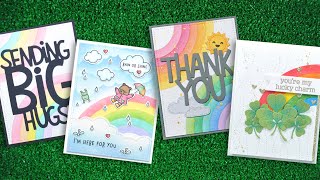 Intro to Corner Rainbow Stencils + 4 cards from start to finish