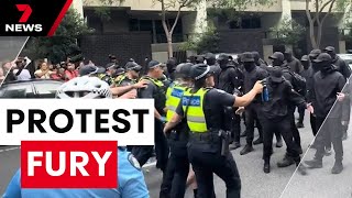 Neo-Nazis cop a spray after disrupting peaceful protest in Melbourne CBD | 7NEWS