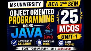 Object Oriented Programming using JAVA 25 MCQs | OOPs & Java | BJ Scholars