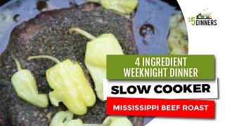 Slow Cooker Mississippi Beef Roast ~ Easy 4-Ingredient Weeknight Dinner
