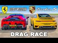 Ferrari SF90 v Porsche 911 Turbo S: DRAG RACE