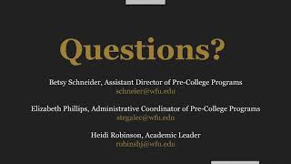 2019 Wake Forest Summer Immersion Program Leadership Institute Webinar