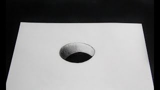 How To Draw 3D Hole for Kids - 3D Trick Art on paper - Easy Anamorphic Illusion
