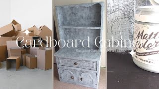 DIY Make a Shabby chic cardboard furniture organizer / cabinet ダンボールでシャビーシックな棚の作り方　ダンボール家具