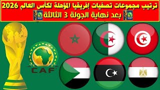 ترتيب مجموعات تصفيات إفريقيا المؤهلة لكأس العالم 2026 بعد مباريات الجولة الثالثة 3