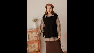 PolyLulu |簡約鬆軟側綁帶針織背心    91060096（L-3XL）