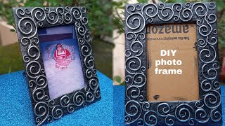 How to make photo frame at home with waste materials. DIY photo frame ideas. Cardboard craft. #diy