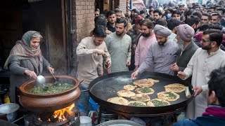 PUNJAB STREET TOUR | 60 YEAR OLD WOMEN MAKING DESI CHEAPEST SAAG PARATHA | FAMOUS PUNJAB STREET FOOD