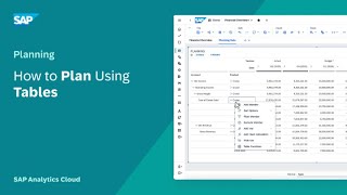 How to Plan Using Tables: SAP Analytics Cloud