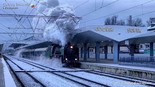 Balkan Express with steam locomotive 05.01 departure from Sofia Central Railway Station (12/02/2018)