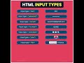 HTML Input Types