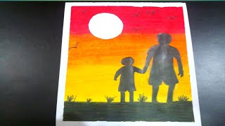 Father's day drawing - step by step for beginners | Father and son drawing easy | #fathersdaygift