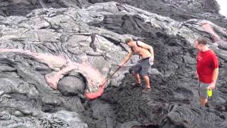 Poking Lava on Big Island