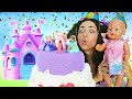 Princesses pretend play cooking toy food for baby born doll & Baby Annabell doll kids videos.