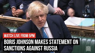 Boris Johnson outlines further economic sanctions against Russia | Watch Live