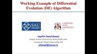 Working Example of Differential Evolution (DE) Algorithm