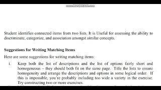 General Consideration in Constructing Objectives test Items | Select type items