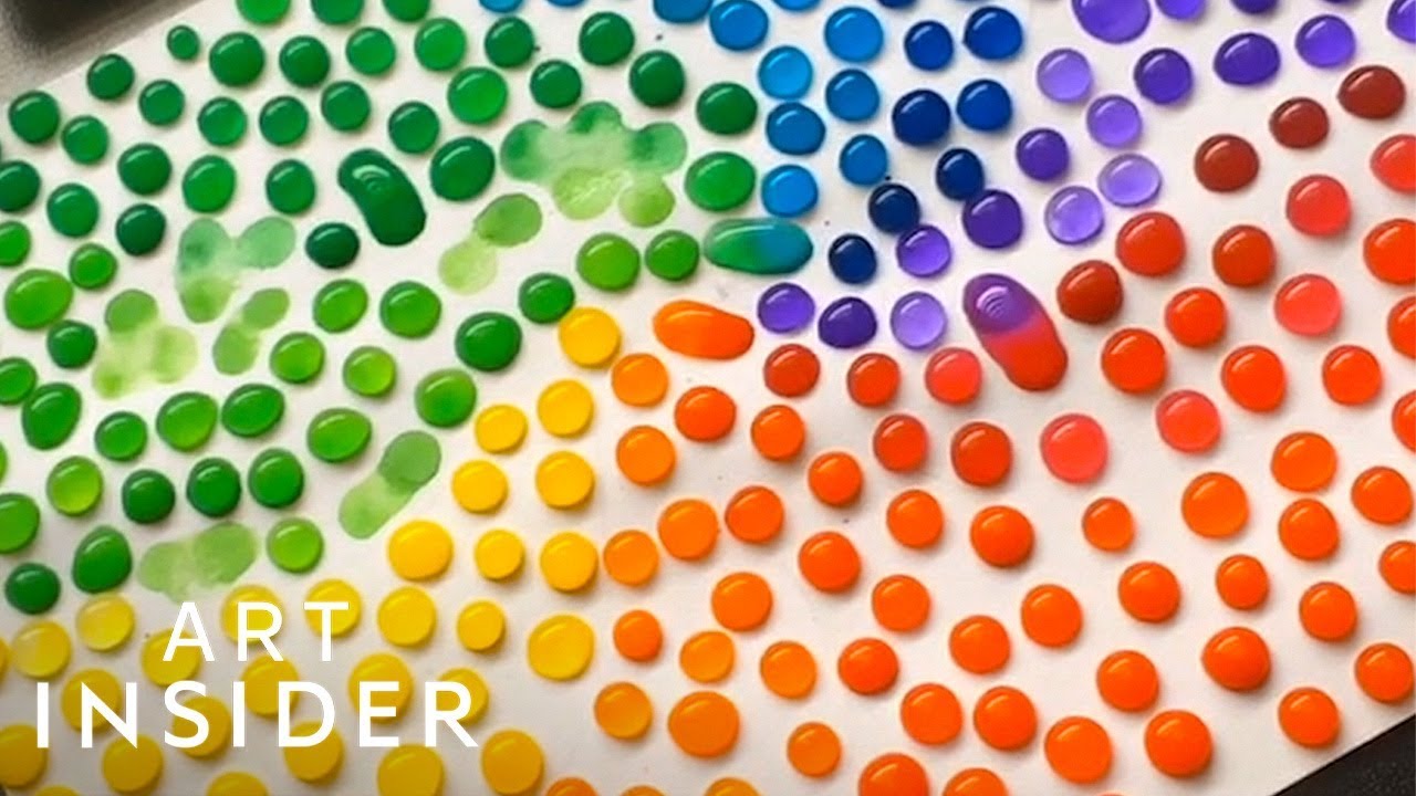 Colored Water Droplets Make Rainbow Art - YouTube