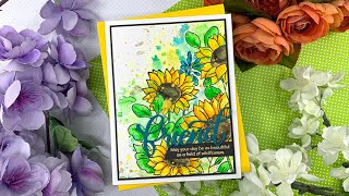 Ink Smooshing \u0026 Sparkly Watercolor | SSS Sunflower Garden Take 4