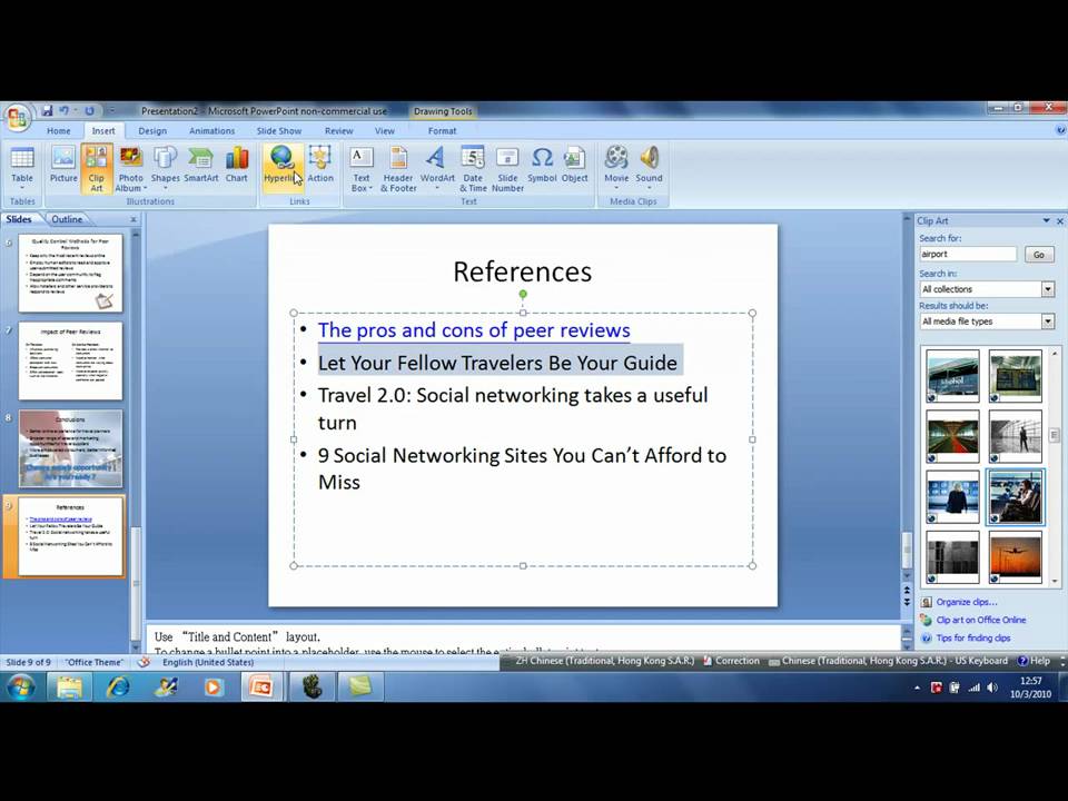 Powerpoint Lab: Creating A Slide With Hyperlinks And References - YouTube