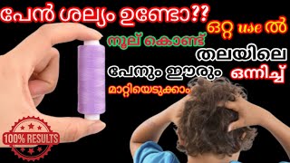 💯നൂല് മാത്രം മതി തലയിലെ പേനും ഈരും ഒറ്റ ദിവസം കൊണ്ട് കളയാം/Head lice removing tips/pen salyam maran