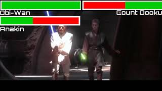Obi-Wan,Anakin And Yoda Vs Count Dooku With HealthBars HD (Star Wars II:Attack Of The Clones)