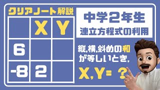 【中学２年】テスト対策「連立方程式の利用②」クリアノートP51解説