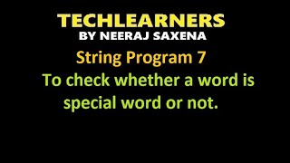 Java program to check whether a word is special word or not