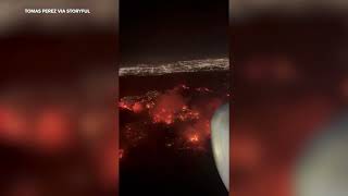 Palisades Wildfire Visible From Plane Landing in LA